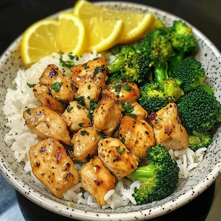 Lemon Garlic Chicken Bowl with Broccoli & Jasmine Rice