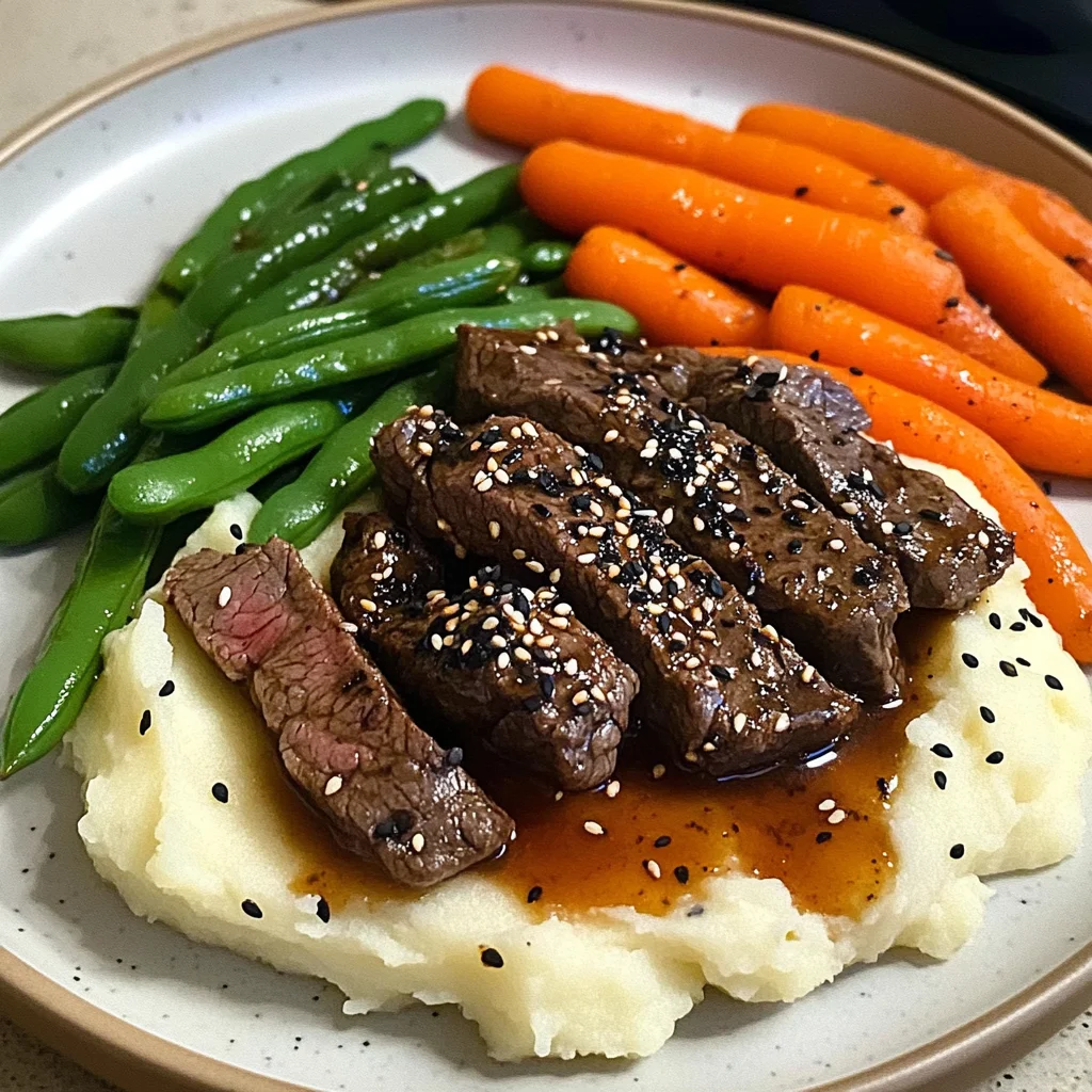 Savory Beef Plate with Mash, Carrots & Green Beans