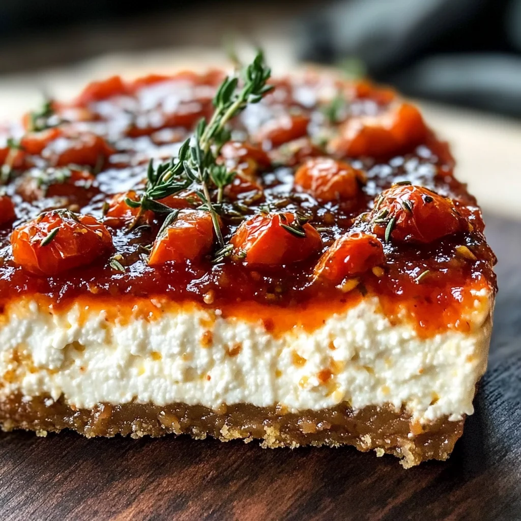 Savory Cheesecake with Roasted Tomato Jam & Parmesan Crust