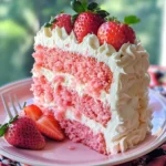 Strawberry Cake with Whipped Cream Cheese Frosting